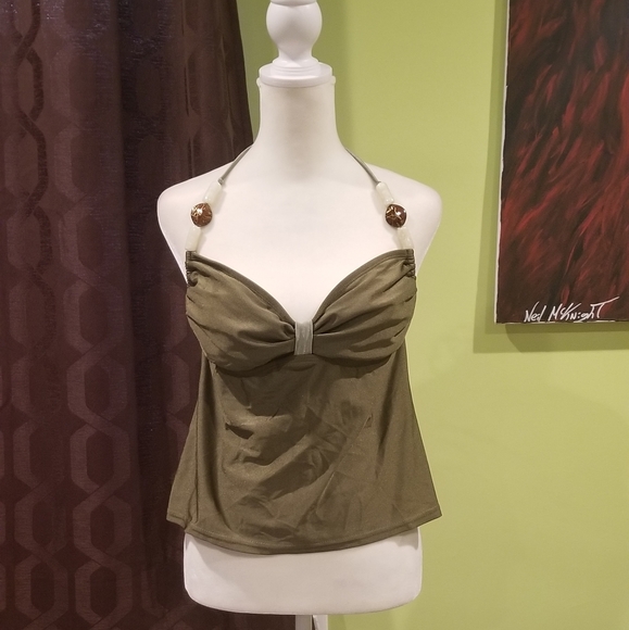 Swim Olive Green Tankini Halter Top Poshmark